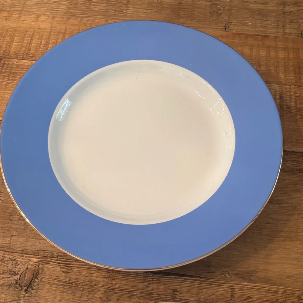 4 Pottery Barn Great White Pasta Bowls. Colorful | Gold Rimmed | 10.5” | Bold